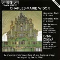 Widor Charles-Marie - Organ Symphony 3 + 6 in der Gruppe CD bei Bengans Skivbutik AB (2006864)