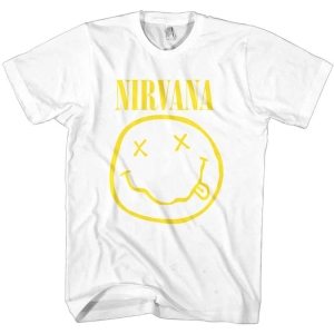 Nirvana - Yellow Happy Face White T-Shirt  (L) in der Gruppe -Start Tshirt bei Bengans Skivbutik AB (3834123)