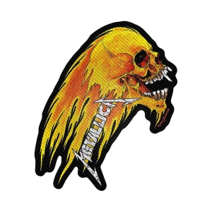 Metallica - Flaming Skull Cut Out Standard Patch in der Gruppe MERCHANDISE / Merch / Hårdrock bei Bengans Skivbutik AB (3946356)