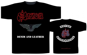 Saxon - T/S Denim & Leather (L) in der Gruppe MERCHANDISE / Merch / Hårdrock bei Bengans Skivbutik AB (4031056)
