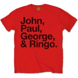 Beatles - John Paul George & Ringo Uni Red T-Shirt in der Gruppe MERCH / T-Shirt / Rockoff_Nya April24 bei Bengans Skivbutik AB (4084758r)