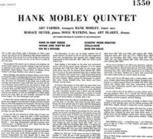 Hank Mobley - Hank Mobley Quintet in der Gruppe VINYL / Jazz bei Bengans Skivbutik AB (4219771)