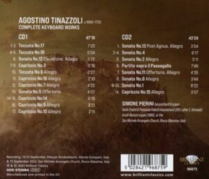 Tinazzoli Agostino - Complete Keyboard Works in der Gruppe Externt_Lager / Naxoslager bei Bengans Skivbutik AB (4242254)