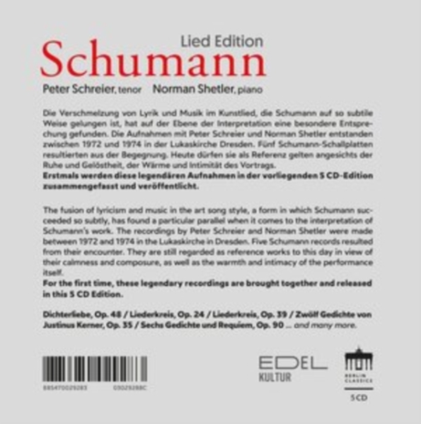 Schumann Robert - Lied Edition (5Cd) in der Gruppe CD / Klassiskt bei Bengans Skivbutik AB (4248760)