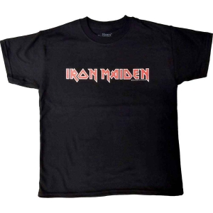 Iron Maiden - Logo Boys T-Shirt Bl in der Gruppe MERCHANDISE / Merch / Hårdrock bei Bengans Skivbutik AB (4287493r)