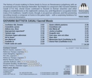 Casali Giovanni Battista - Sacred Music From Eighteenth-Centur in der Gruppe CD bei Bengans Skivbutik AB (5506118)