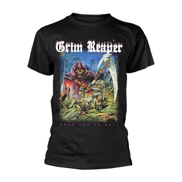 Grim Reaper - T/S Rock You To Hell (M) in der Gruppe MERCH / Kleidung / T-Shirts bei Bengans Skivbutik AB (5510251)