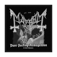 Mayhem - Patch - Pure Fucking Armageddon in der Gruppe MERCHANDISE / Stoffaufnäher / Heavy Metal bei Bengans Skivbutik AB (5513961)