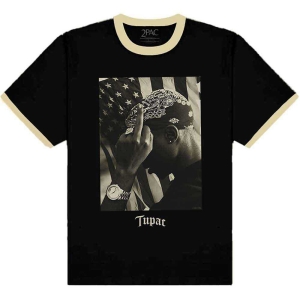 Tupac - Flag Photo Ringer Uni Bl    in der Gruppe MERCHANDISE / T-shirt / Hip Hop-Rap bei Bengans Skivbutik AB (5524817r)