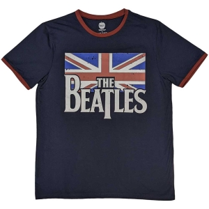 The Beatles - Drop T Logo & Vintage Flag Ringer Uni Na in der Gruppe MERCH / T-Shirt / Rockoff_Nya April24 bei Bengans Skivbutik AB (5527436r)