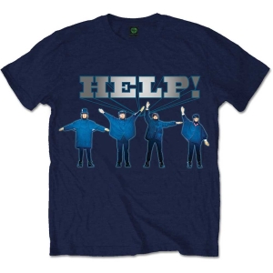 The Beatles - Help Silver Logo Uni Navy    in der Gruppe MERCH / T-Shirt / Rockoff_Nya April24 bei Bengans Skivbutik AB (5527793r)