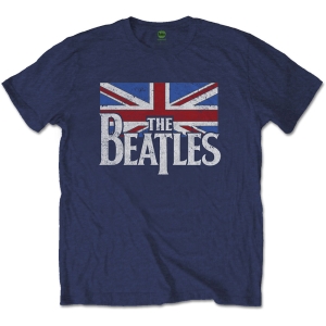 The Beatles - Drop T Logo & Vintage Flag Uni Navy    in der Gruppe MERCH / T-Shirt / Rockoff_Nya April24 bei Bengans Skivbutik AB (5528359r)