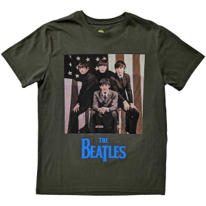 The Beatles - Us Flag Photo Uni Green    in der Gruppe MERCH / T-Shirt / Rockoff_Nya April24 bei Bengans Skivbutik AB (5529021r)