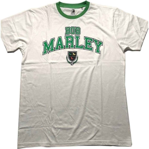 Bob Marley - Collegiate Crest Ringer Uni Wht     (L) in der Gruppe -Start Tshirt bei Bengans Skivbutik AB (5529764)