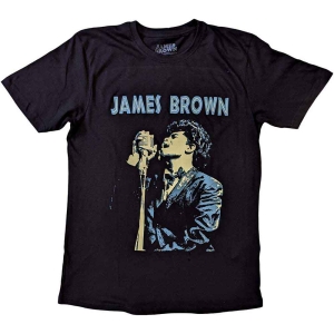 James Brown - Holding Mic Uni Bl    in der Gruppe MERCH / T-Shirt / Rockoff_Nya April24 bei Bengans Skivbutik AB (5532670r)