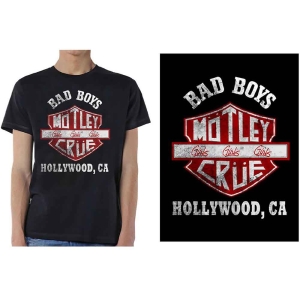 Motley Crue - Bad Boys Shield Uni Bl    in der Gruppe MERCH / T-Shirt / Rockoff_Nya April24 bei Bengans Skivbutik AB (5534687r)