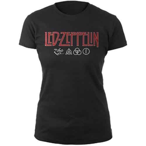 Led Zeppelin - Logo & Symbols Lady Bl     (M) in der Gruppe MERCHANDISE / T-shirt / Heavy Metal bei Bengans Skivbutik AB (5535090)