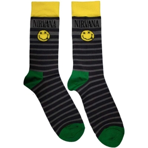 Nirvana - Smiley & Logo Str.. Grey Socks (Eu 39-45 in der Gruppe MERCHANDISE / Merch / Hårdrock bei Bengans Skivbutik AB (5536160)