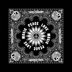 Woodstock - Peace Love Music Bandana in der Gruppe MERCHANDISE / Merch / Pop-Rock bei Bengans Skivbutik AB (5536349)