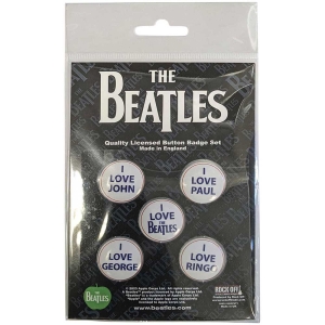 The Beatles - I Love The Beatles Button Badge Pack in der Gruppe MERCHANDISE / Merch / Pop-Rock bei Bengans Skivbutik AB (5537484)