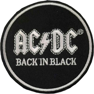 Ac/Dc - Back In Black Circle Woven Patch in der Gruppe MERCH / Minsishops-merch / Ac/Dc bei Bengans Skivbutik AB (5537659)