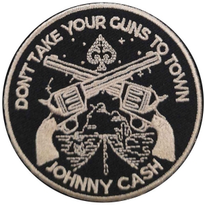 Johnny Cash - Don't Take Your Guns Woven Patch in der Gruppe MERCHANDISE / Merch / Country bei Bengans Skivbutik AB (5538016)