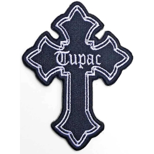 Tupac - Cross Woven Patch in der Gruppe MERCHANDISE / Merch / Hip Hop-Rap bei Bengans Skivbutik AB (5538588)