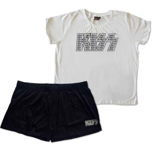 Kiss - Logo Infill Lady Wht/Bl Summer Pyjamas:  in der Gruppe MERCHANDISE / Merch / Hårdrock bei Bengans Skivbutik AB (5540910r)