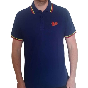 David Bowie - Flash Logo Uni Navy Piké:  in der Gruppe MERCHANDISE / T-shirt / Pop-Rock bei Bengans Skivbutik AB (5541410r)