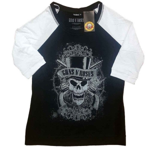 Guns N Roses - Faded Skull Lady Bl/Wht Raglan: (3XL) in der Gruppe MERCHANDISE / T-shirt / Heavy Metal bei Bengans Skivbutik AB (5541983)