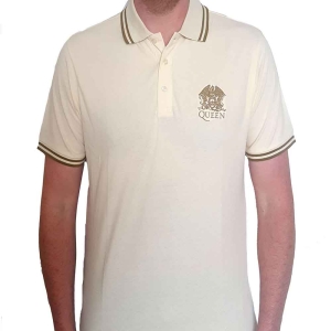 Queen - Crest Logo Uni Natrl Piké:  in der Gruppe MERCHANDISE / T-shirt / Pop-Rock bei Bengans Skivbutik AB (5542826r)