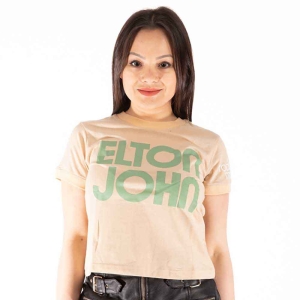 Elton John - Retro Text Ringer Lady Sand Crop Top:  in der Gruppe MERCHANDISE / T-shirt / Pop-Rock bei Bengans Skivbutik AB (5543155r)