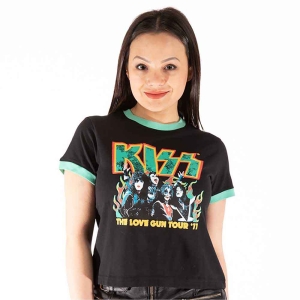 Kiss - St Paddy's Ringer Lady Bl Crop Top:  in der Gruppe MERCHANDISE / T-shirt / Hårdrock bei Bengans Skivbutik AB (5543165r)