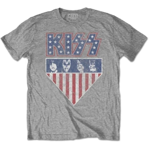 Kiss - Stars And Stripes Uni Grey  in der Gruppe MERCHANDISE / T-shirt / Hårdrock bei Bengans Skivbutik AB (5544876r)