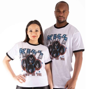 Kiss - Alive In '77 Ringer Uni Wht  in der Gruppe MERCHANDISE / T-shirt / Hårdrock bei Bengans Skivbutik AB (5544887r)