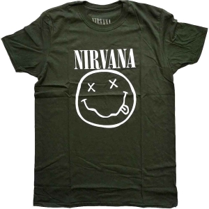 Nirvana - White Happy Face Uni Green  in der Gruppe MERCHANDISE / T-shirt / Pop-Rock bei Bengans Skivbutik AB (5546459r)