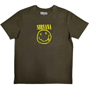 Nirvana - Yellow Happy Face Uni Green  in der Gruppe MERCHANDISE / T-shirt / Pop-Rock bei Bengans Skivbutik AB (5546463r)