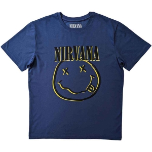 Nirvana - Inverse Happy Face Uni Blue  in der Gruppe MERCHANDISE / T-shirt / Pop-Rock bei Bengans Skivbutik AB (5546476r)