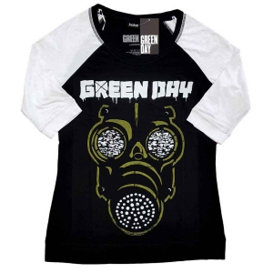 Green Day - Green Mask Lady Bl/Wht Raglan in der Gruppe MERCHANDISE / T-shirt / Punk bei Bengans Skivbutik AB (5547132r)