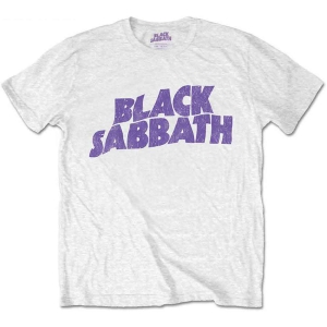 Black Sabbath - Wavy Logo Boys T-Shirt Wht in der Gruppe MERCHANDISE / Merch / Hårdrock bei Bengans Skivbutik AB (5548673r)