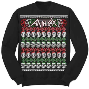 Anthrax - Skulls Christmas Uni Bl Sweatshirt in der Gruppe MERCHANDISE / Kapuzenpullover / Hårdrock bei Bengans Skivbutik AB (5551297r)