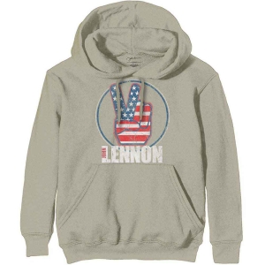 John Lennon - Peace Fingers Us Flag Uni Sand Hoodie in der Gruppe MERCHANDISE / Kapuzenpullover / Pop-Rock bei Bengans Skivbutik AB (5552906r)