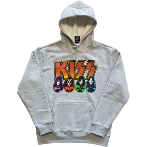 Kiss - Logo, Faces & Icons Uni Grey Hoodie in der Gruppe MERCHANDISE / Kapuzenpullover / Hårdrock bei Bengans Skivbutik AB (5552916r)