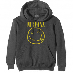 Nirvana - Yellow Happy Face Char Hoodie in der Gruppe Övrigt /  bei Bengans Skivbutik AB (5553889r)