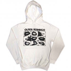 Olivia Rodrigo - Threshold Lips Grid Uni Wht Hoodie in der Gruppe MERCH / Kleidung / Hoodies bei Bengans Skivbutik AB (5553915r)