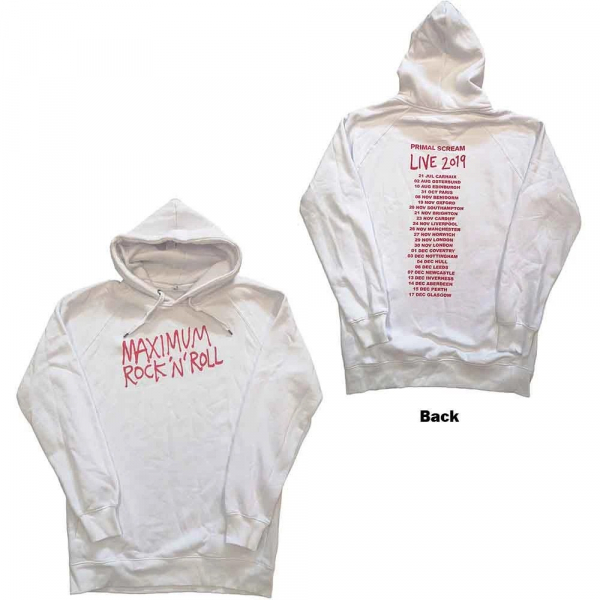 Primal Scream - Maximum Rnr Uni Wht Hoodie in der Gruppe MERCH / Kleidung / Hoodies bei Bengans Skivbutik AB (5553953r)