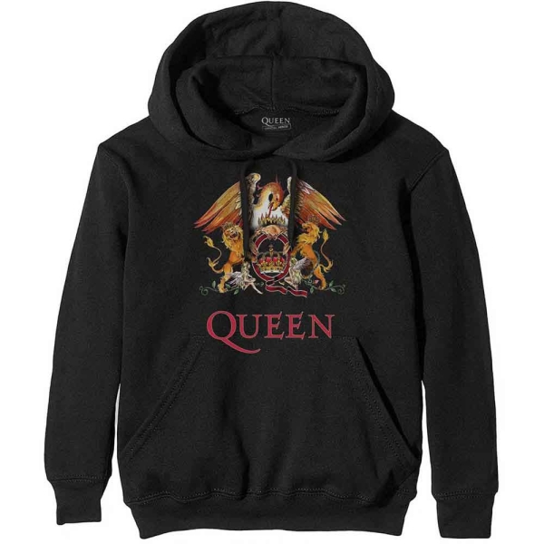 Queen - Classic Crest Bl Hoodie in der Gruppe MERCH / Kleidung / Hoodies bei Bengans Skivbutik AB (5553961r)