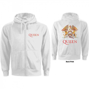 Queen - Classic Crest Lady Wht Zip Hoodie in der Gruppe Övrigt /  bei Bengans Skivbutik AB (5553972r)