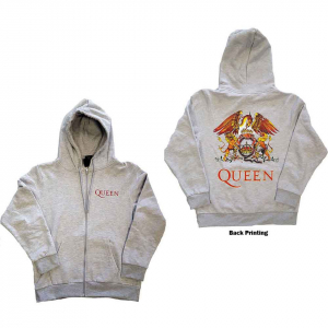 Queen - Classic Crest Uni Ash Grey Zip Hoodie in der Gruppe Övrigt /  bei Bengans Skivbutik AB (5553973r)