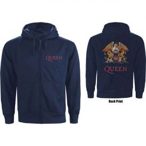 Queen - Classic Crest Navy Zip Hoodie in der Gruppe Övrigt /  bei Bengans Skivbutik AB (5553975r)
